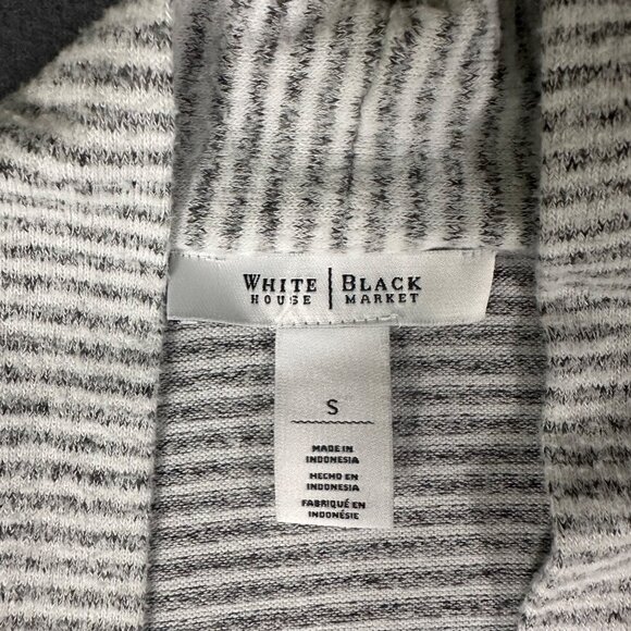 WHBM Small White Black Striped Open Front Long Sleeve Cardigan - Picture 4 of 9